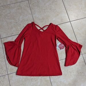 Girls 1st Kiss red bell sleeved top shirt